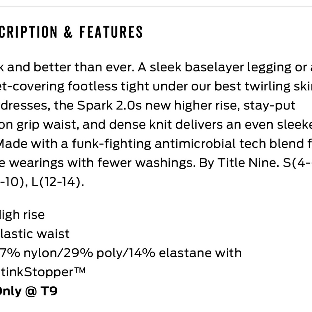 Women’s Title Nine Spark 2.0 Seamless Leggings Large Black Herringbone NWOT - Picture 5 of 5